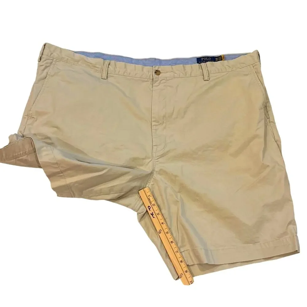 Polo Ralph Lauren Shorts Mens 48B Beige Chino Stretch Classic Fit Casual Preppy